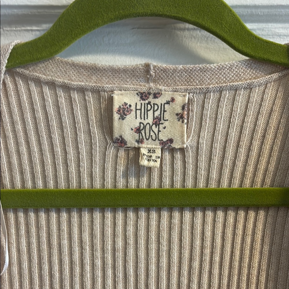 Beige Longline Ribbed Cardigan - Picture 2 of 3